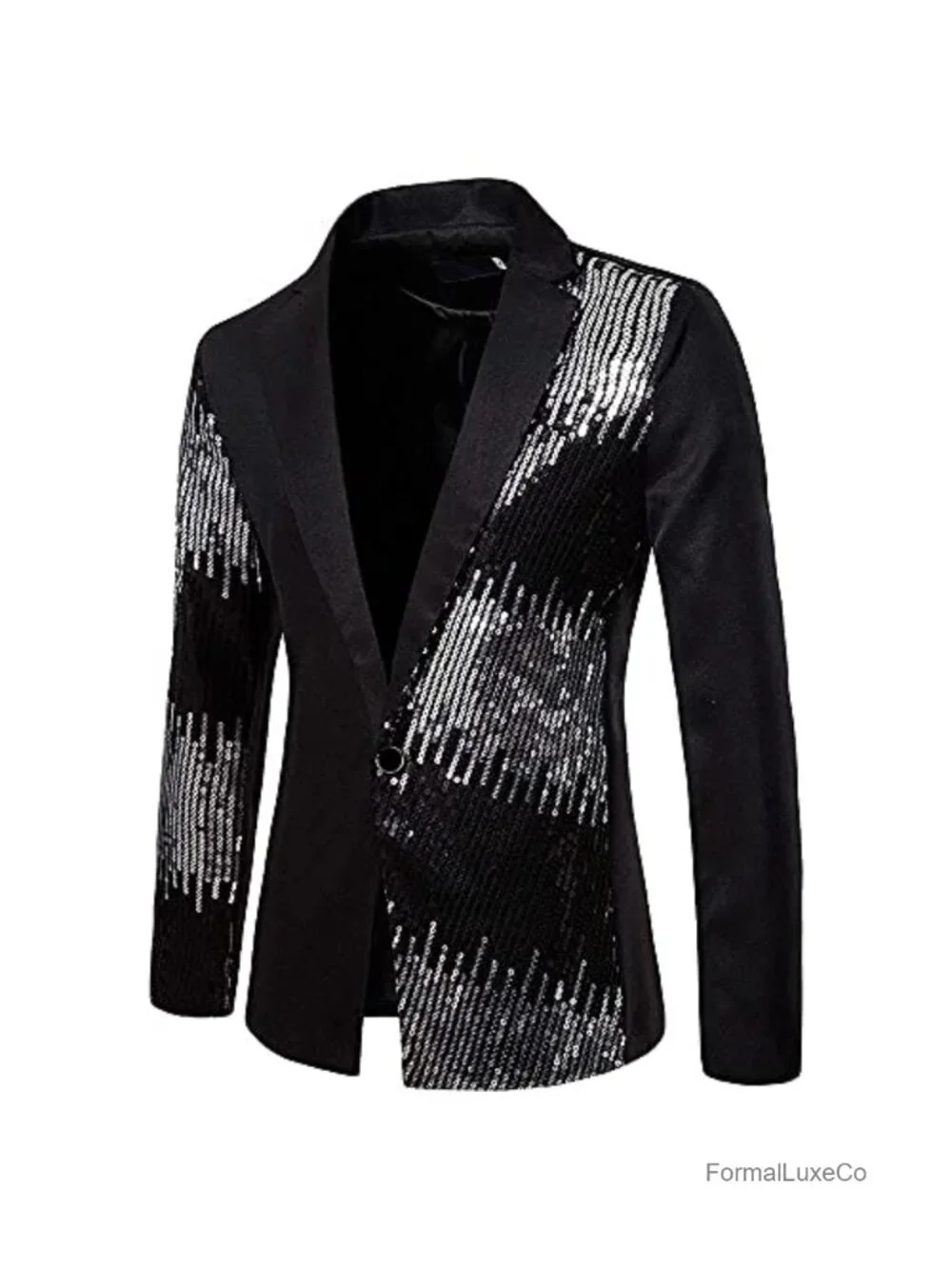 Men's Sequined Dinner Blazer with Notch Lapel - Formal Party Suit Jacket